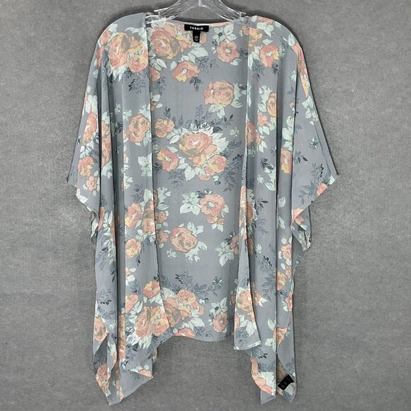 Torrid Cardigan Floral Kimono Womens 1X‎ Multicolor Sheer Open Front Lightweight - Picture 1 of 13